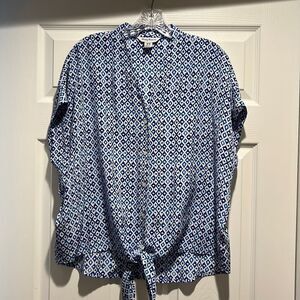 Tommy Bahama Silk Capped Sleeved Front Tie Blouse Size Medium.